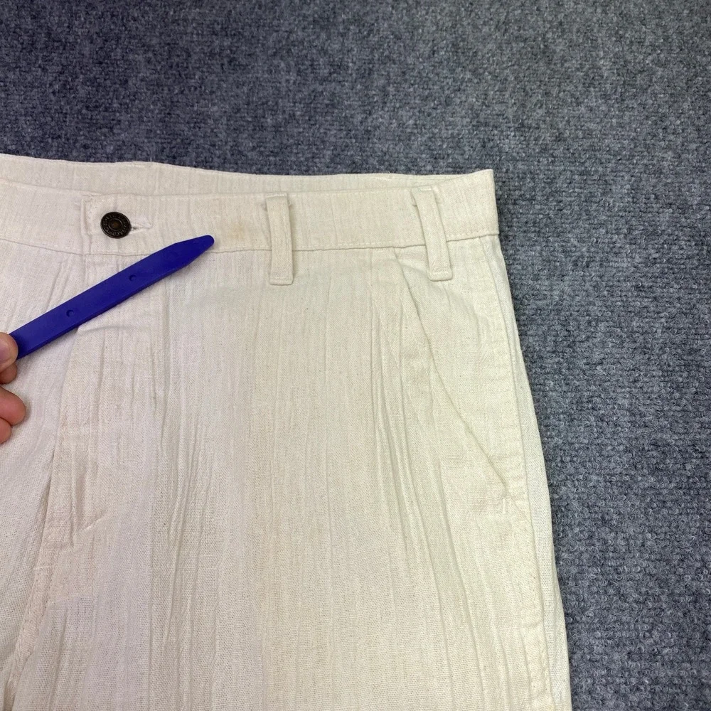 VTG Levis Off White Textured Flare Pants Talon 42 Zipper White Tab Sz 34 70s'
